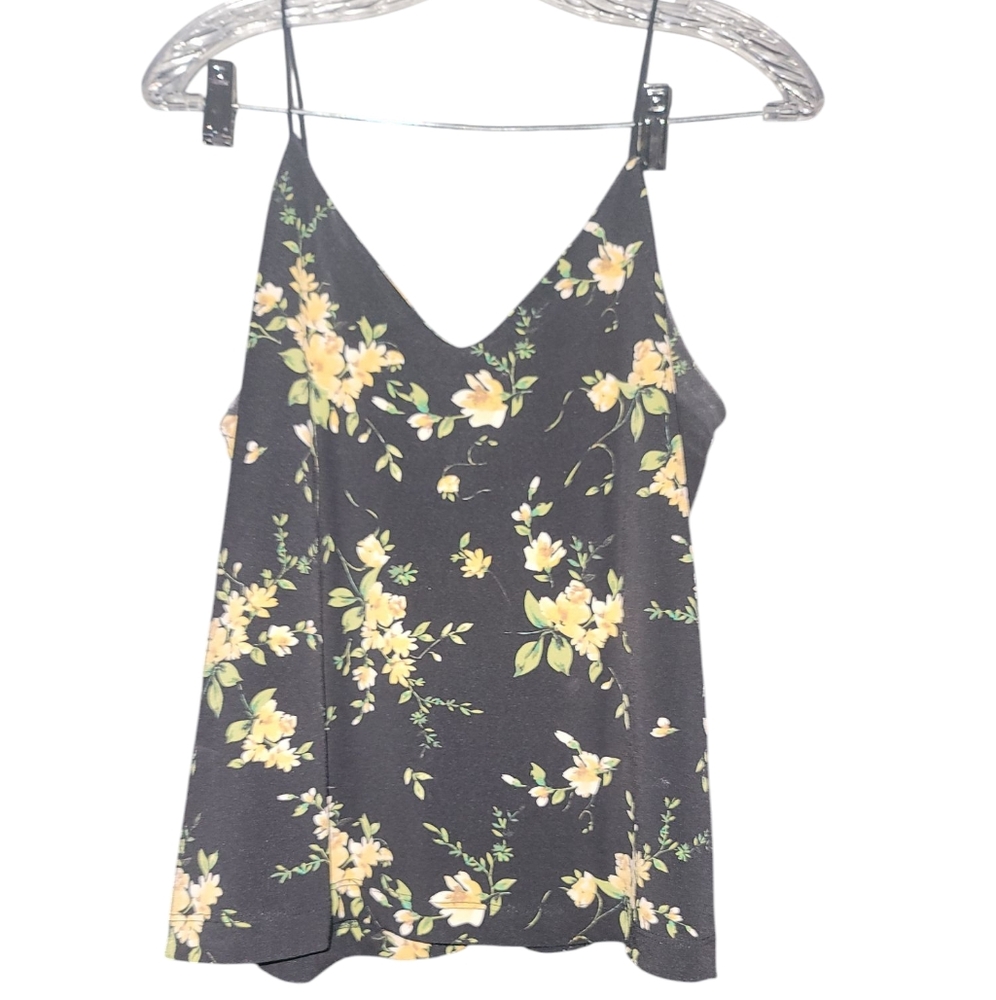 Maurice’s Black Floral V-Neck Tank Top
